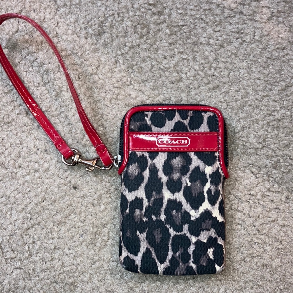 Snow Leopard COACH Wristlet/Phone Holder- IPhone mini